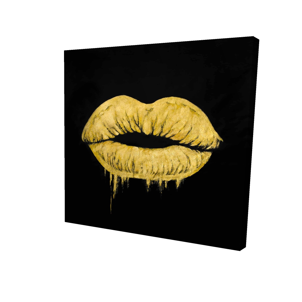 2080-2424-FI89 24 x 24 in. Golden Lips Black Canvas - Stylish Home Decor for Women