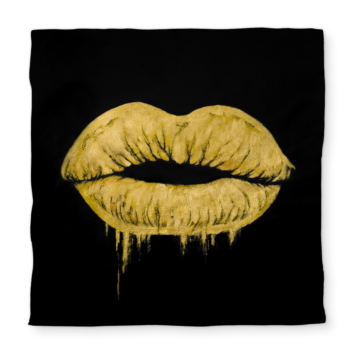 C1DCQSW08LTSXT Queen Size Golden Lips Duvet Cover - Black Woman Home Decor Accent