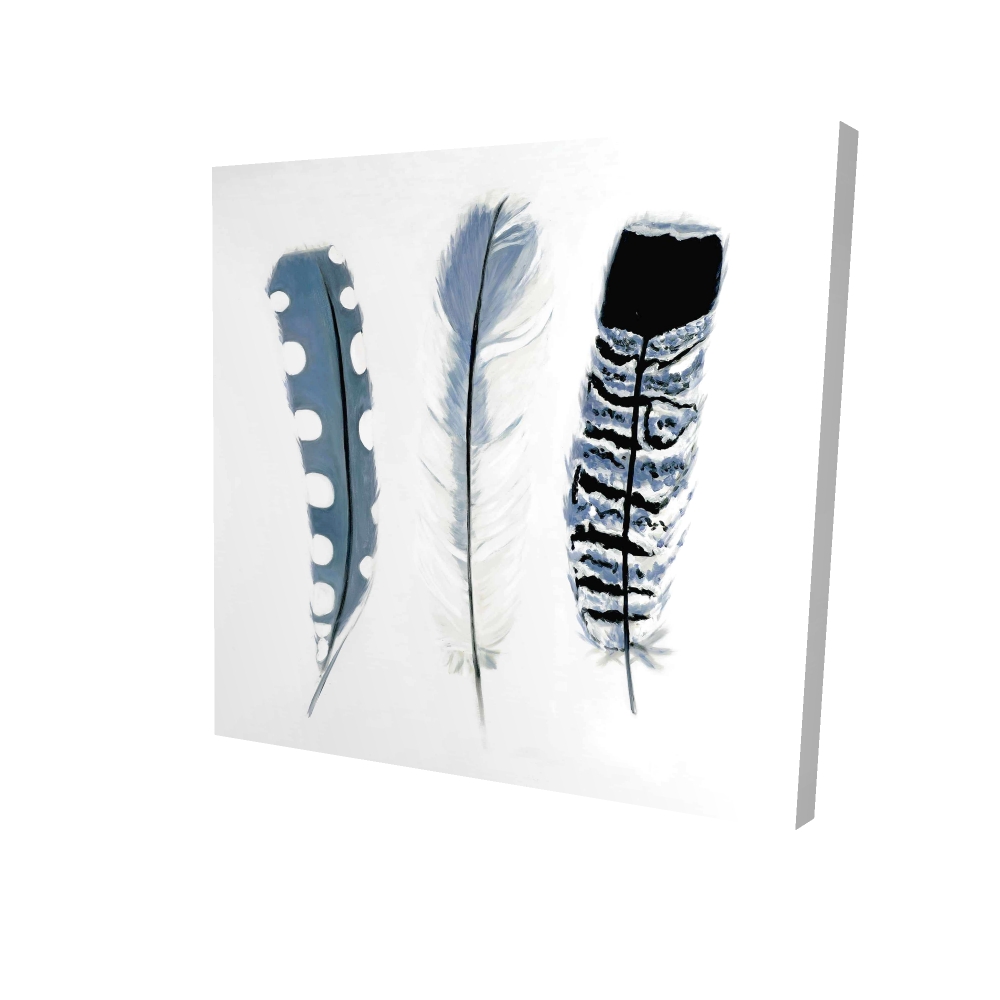 2080-0808-AN243 8 x 8 in. Delicate Blue Feathers Canvas - Home Decor Wall Art