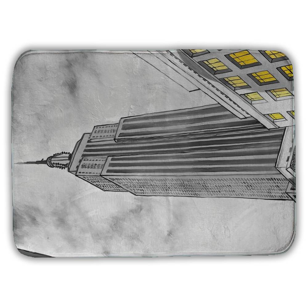 5930-2417-CI307 17 x 24 in. Gray Building Cities Bath Mat - Empire State Building Decor