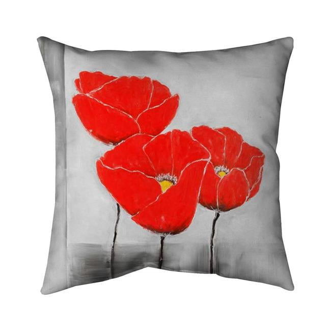 20 x 20 in. Three Poppies-Double Sided Print Indoor Pillow