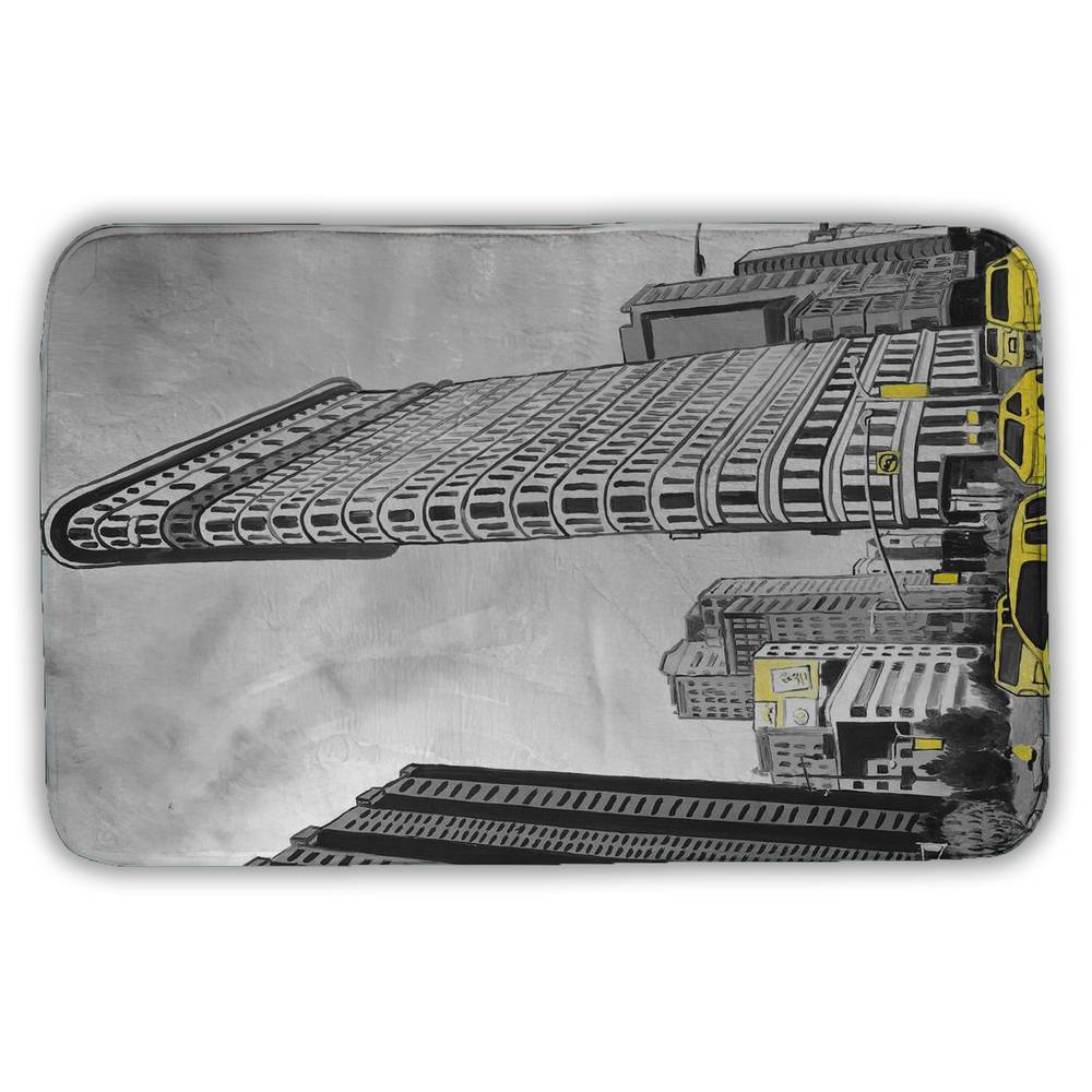 5930-3421-CI305 21 x 34 in. Gray Cities Flatiron Building Bath Mat -   York Home Decor