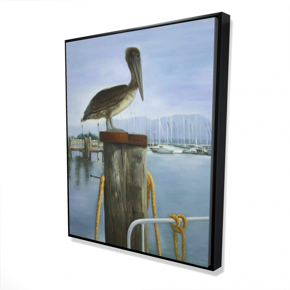 2081-6048-CO161 48 x 60 in. Pelican - Brown Hyperrealist Framed Canvas for Home Decor