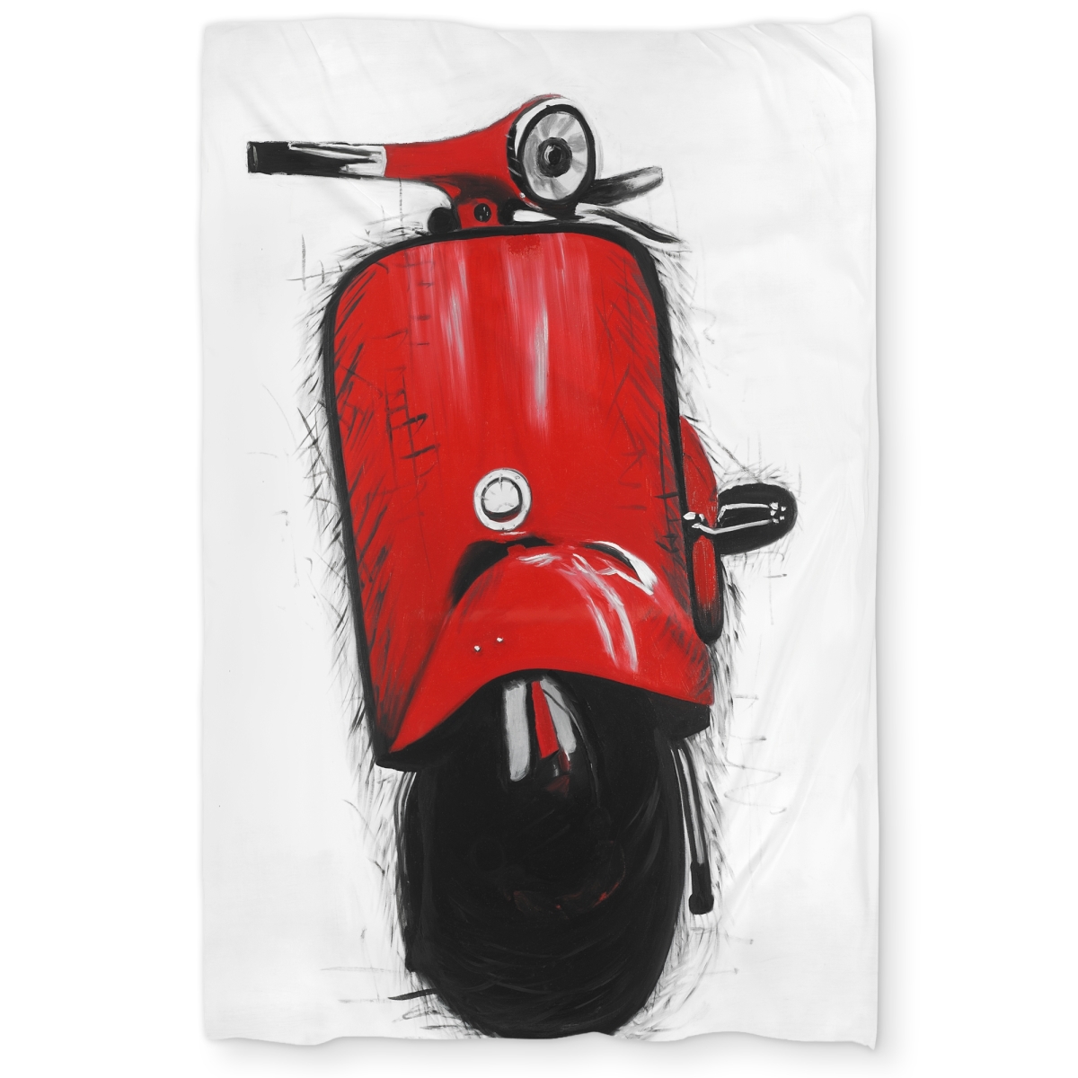 C1DCTXLWP7E4G9 Twin Extra Long Red Italian Scooter - Man Cave Black Duvet Cover - Home Decor