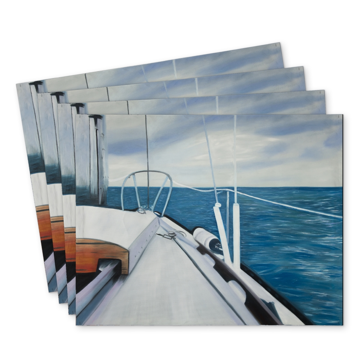 Picture of Begin Home Decor C4PP1418J5HYK8 14 x 18 in. Sail on the Water Polyester Placemat - Stylish Home Decor - Set of 4