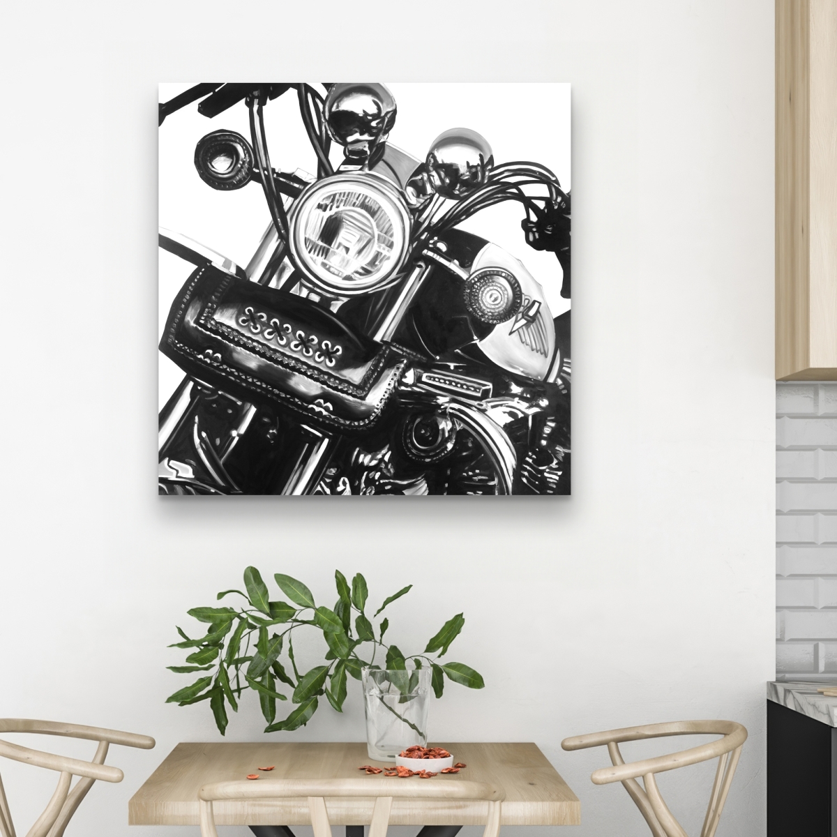 C1RC3232YAGNOX 32 x 32 in. Realistic Motorcycle - Gray Transportation Canvas Home Decor