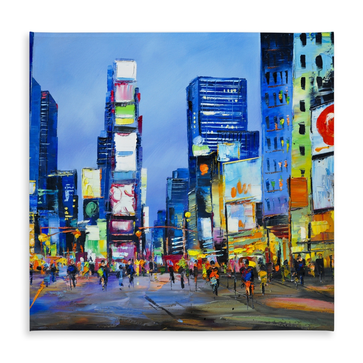 Picture of Begin Home Decor C1TC5858M3LE2R 58 x 58 in. Cityscape in Times Square - Retro Tablecloth for Home Decor