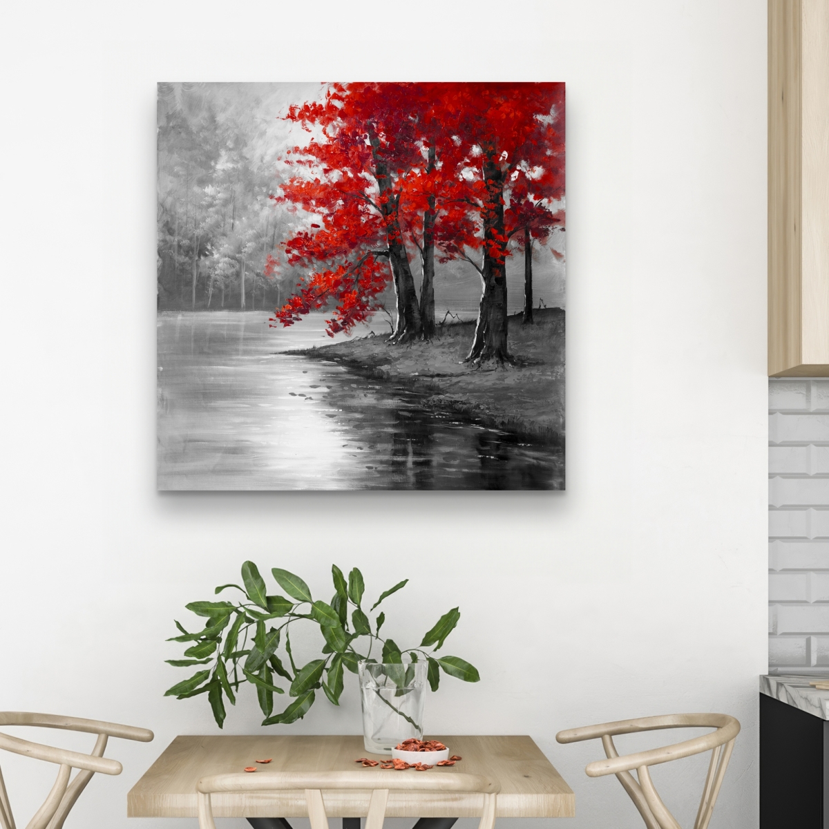 C1RC3232B4TJS2 32 x 32 in. Peaceful View - Gray Landscape Canvas for Home Decor