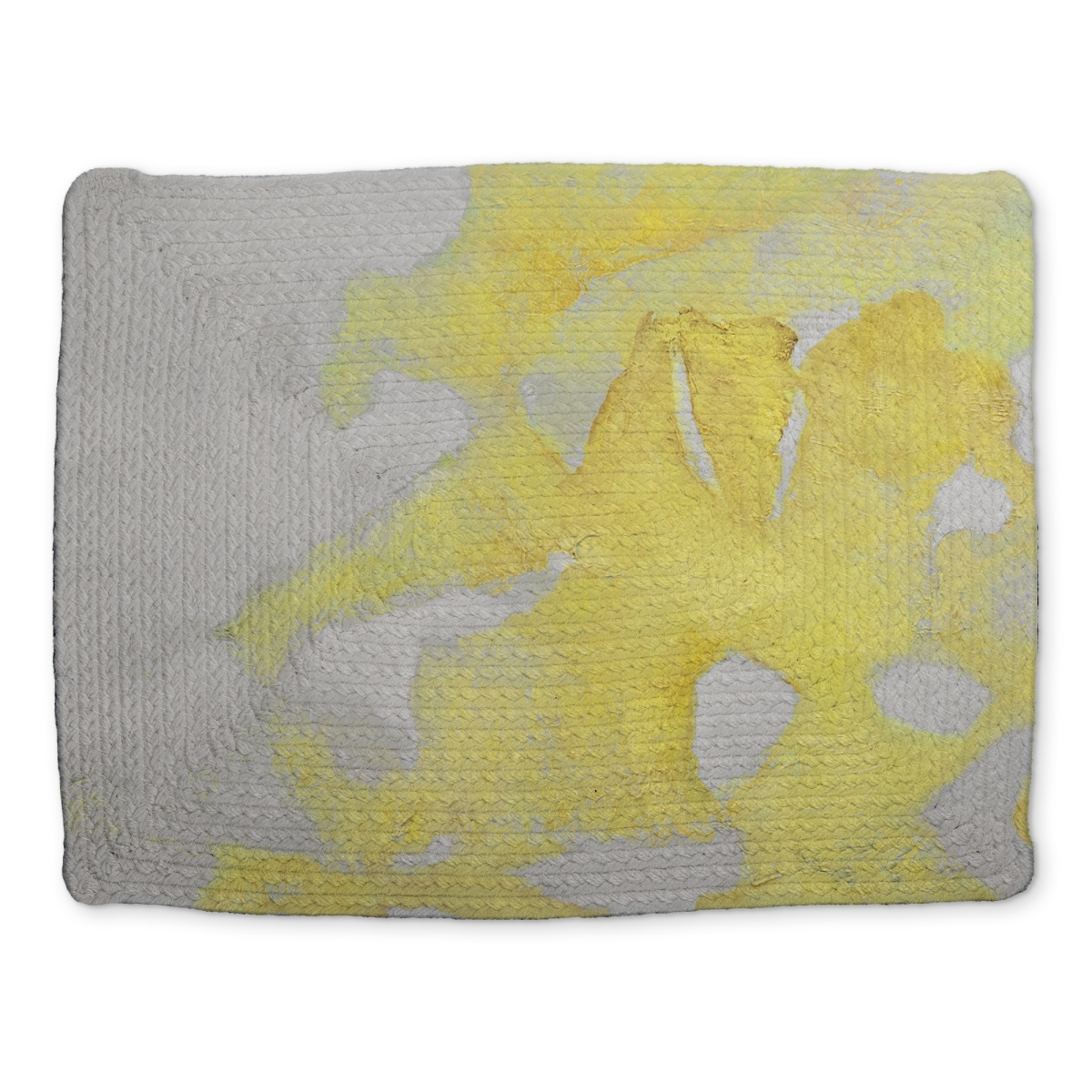 Picture of Begin Home Decor CBPM1418AJYYHR 14 x 18 in. Gray Livingroom Shapes Braided Placemat - Gold Erosion Decor