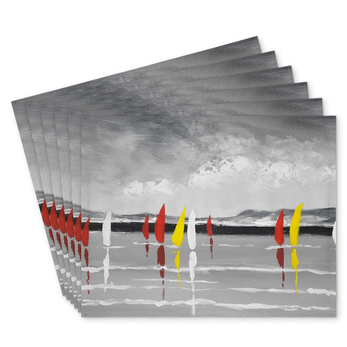Picture of Begin Home Decor C6PP1418RM2CAA 14 x 18 in. Sailing on the Lake Polyester Placemat for Home Decor - Set of 6