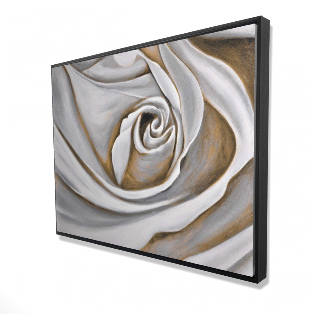 2081-3648-FL11 36 x 48 in. White Rose Closeup - Botanical Framed Canvas - Office Decor