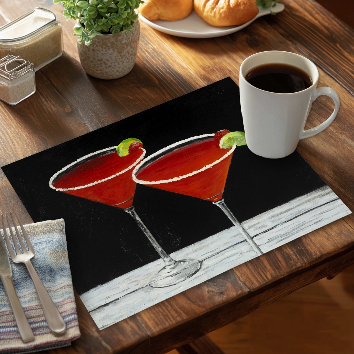 Picture of Begin Home Decor C4PP1418SUTN21 14 x 18 in. Cosmopolitan Drink Polyester Placemat for Home Decor - Stylish - Set of 4