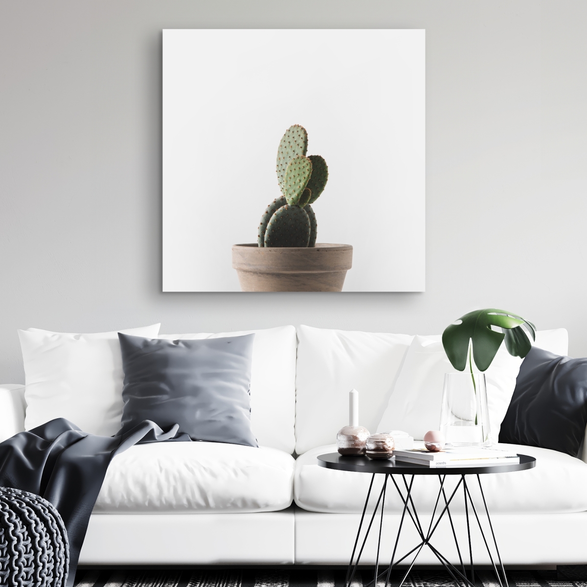 C1RC3232BI E 32 x 32 in. Potted Cactus - Green Exotic Canvas for Home Decor