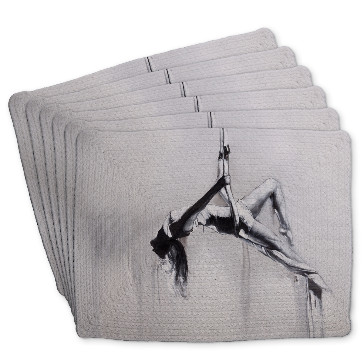 Picture of Begin Home Decor C6BP1418QXGBRJ 14 x 18 in. Dancer on Aerial Contortion Braided Polyester Placemat - Decor - Set of 6