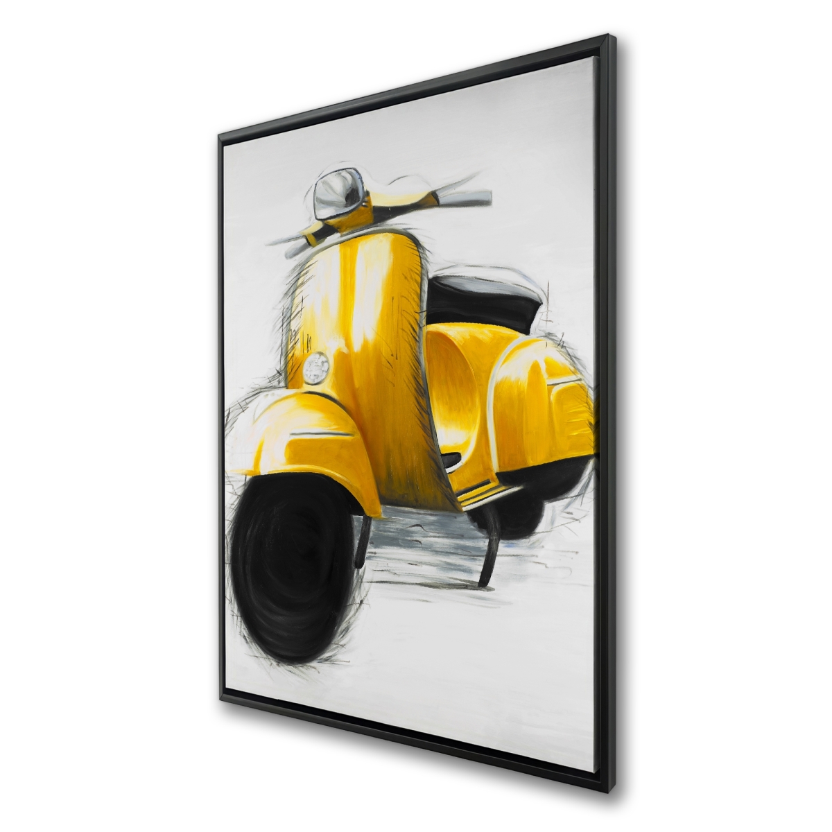 C1FC24366K8D8D 24 x 36 in. Yellow Italian Scooter - Modern Framed Canvas Home Decor