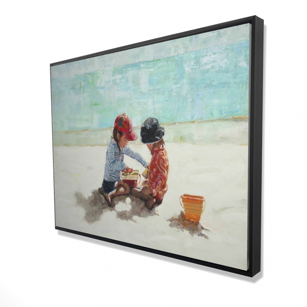 2081-3648-CO163 36 x 48 in. Little Girls At the Beach - Marine Coastal Canvas Art Decor