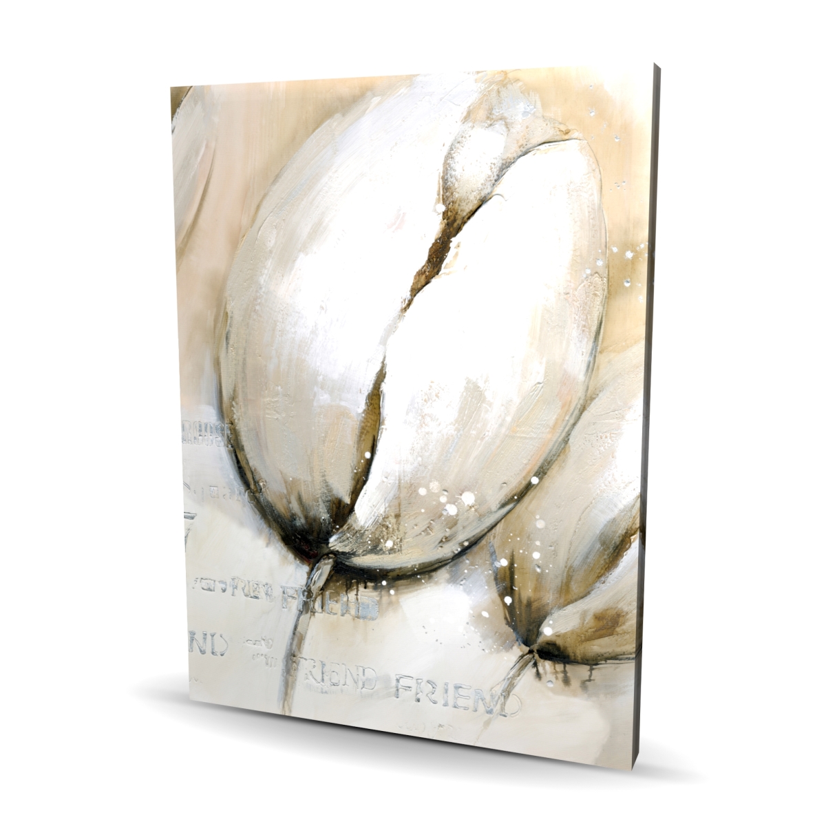 C1RC3648YM9SW8 36 x 48 in. Tulips with Typography - Beige Flowers Canvas for Home Decor