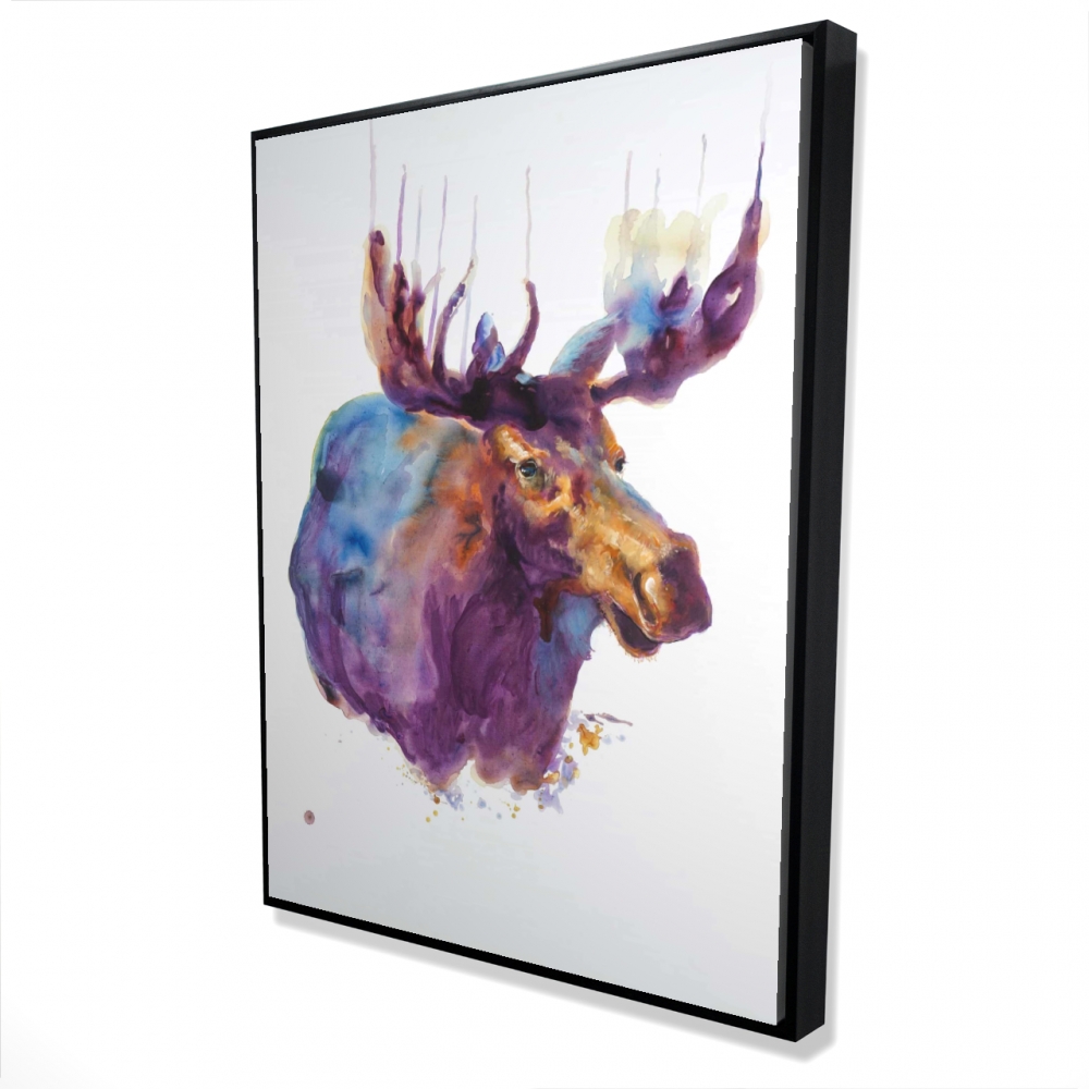 2081-4836-AN254 36 x 48 in. Abstract Moose - Contemporary Framed Canvas for Man Cave Decor