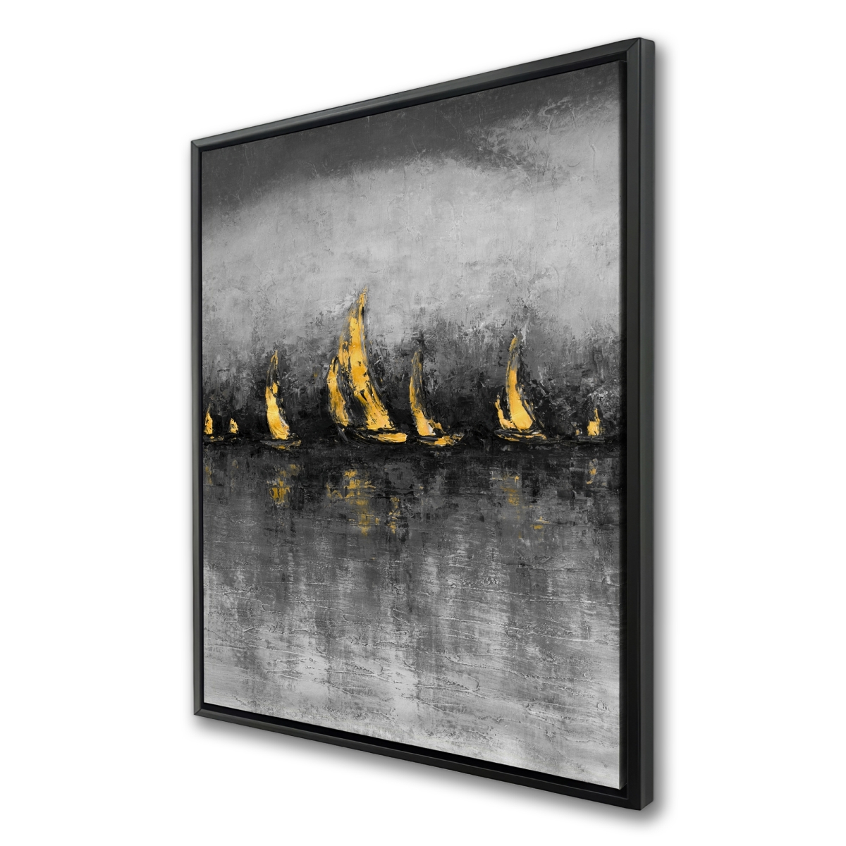 C1FC36480KOQTL 36 x 48 in. Gold Sailboats - Coastal Framed Canvas for Home Decor