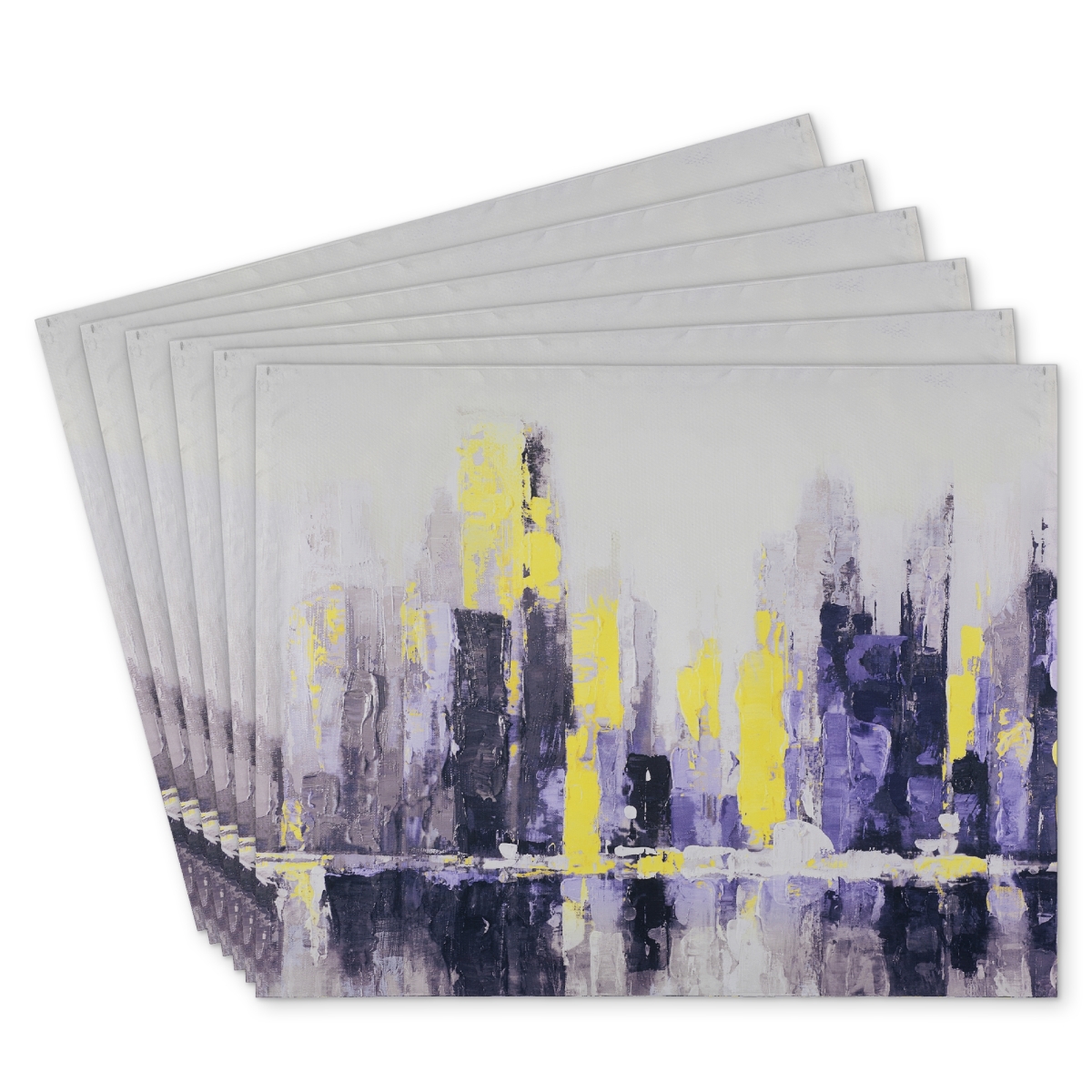 Picture of Begin Home Decor C6PP1418U2H3TZ 14 x 18 in. Abstract & Blurry Cityscape Polyester Placemat - Home Decor - Set of 6