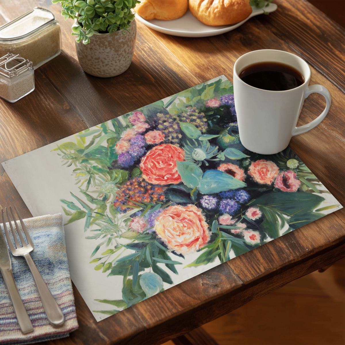 Picture of Begin Home Decor C4PP14183N2XQI 14 x 18 in. Flowers Melody Polyester Placemat for Elegant Home Decor - Set of 4