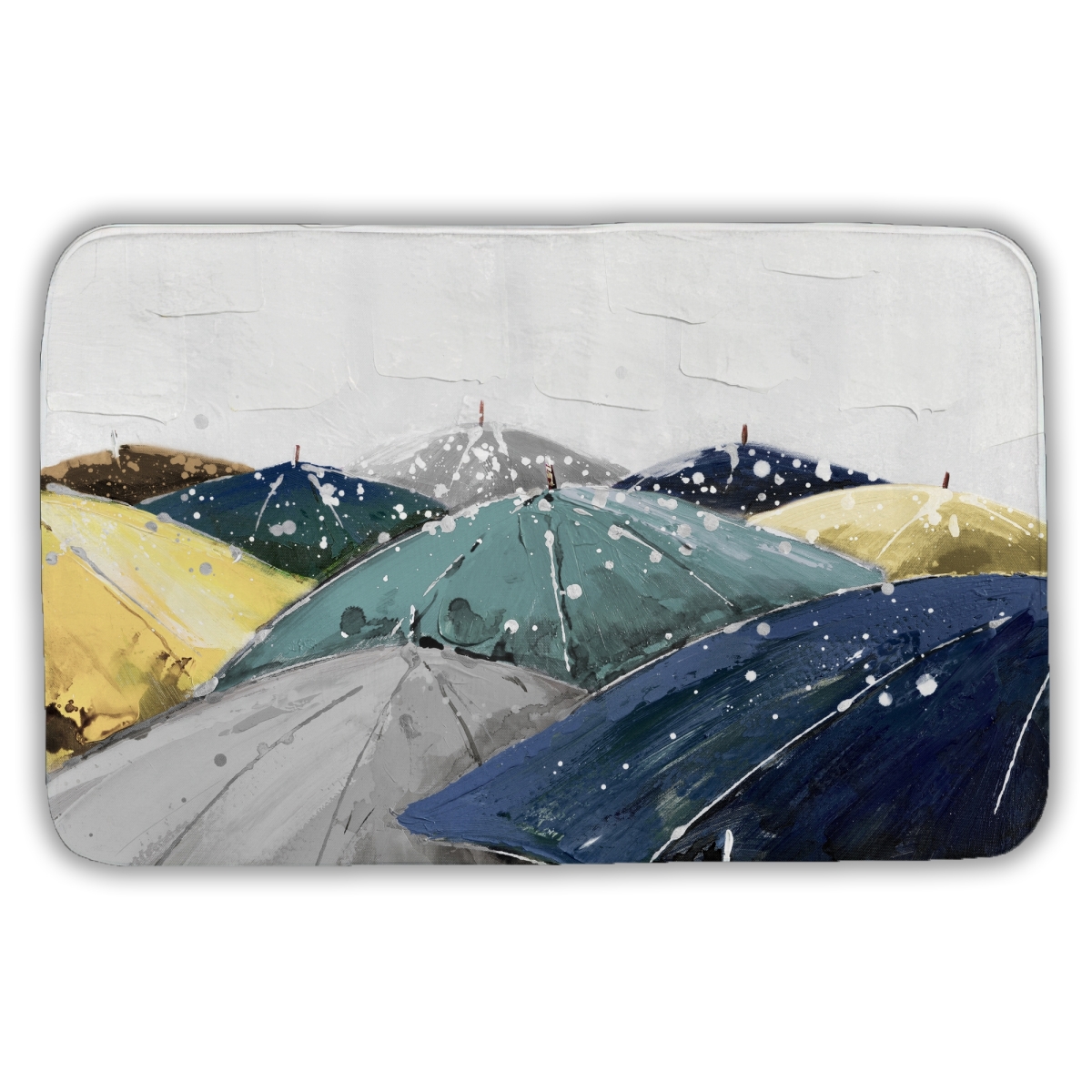 C1BM2134Q8K3CM 21 x 34 in. Umbrellas Blue Object Bath Mat - Stylish Home Decor Accessory