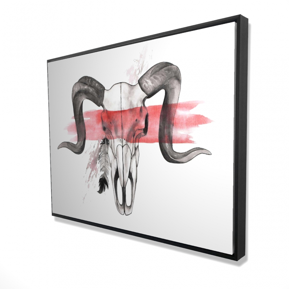 2081-3648-AN325 36 x 48 in. Aries Skull with Feather - Framed Canvas for Livingroom Decor