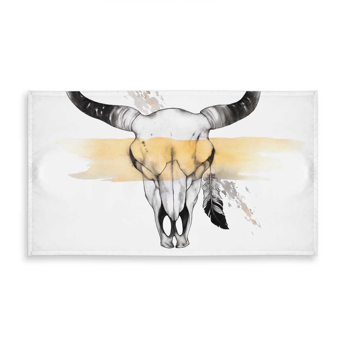 Picture of Begin Home Decor C1TCLRGEVCSJCZ 58 x 102 in. Cow Skull with Feather Tablecloth - Rustic Indoor & Outdoor Decor