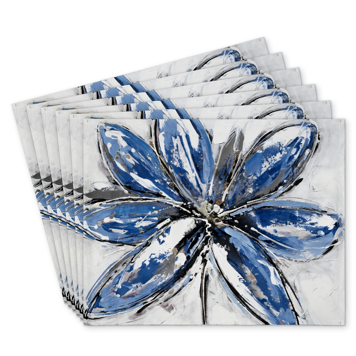 Picture of Begin Home Decor C6PP14189ZCIDW 14 x 18 in. Blue Petal Polyester Placemat - Stylish Home Decor Accent - Set of 6