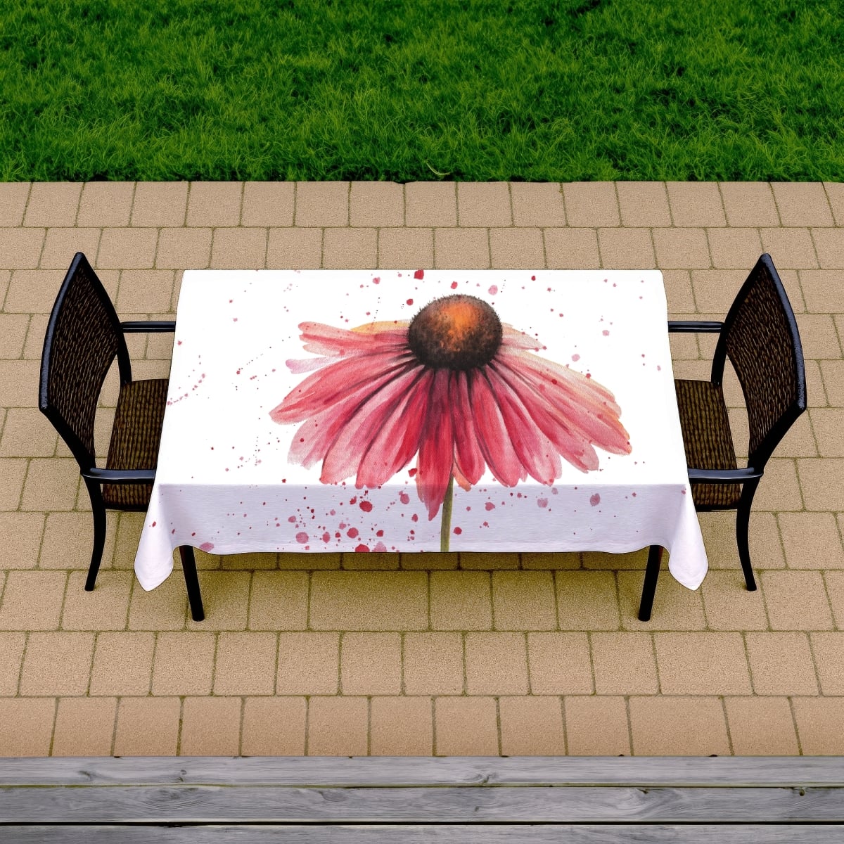 Picture of Begin Home Decor C1TCLRGEWGR8UT 58 x 102 in. Pink Daisy Botanical Tablecloth - Indoor & Outdoor Home Decor