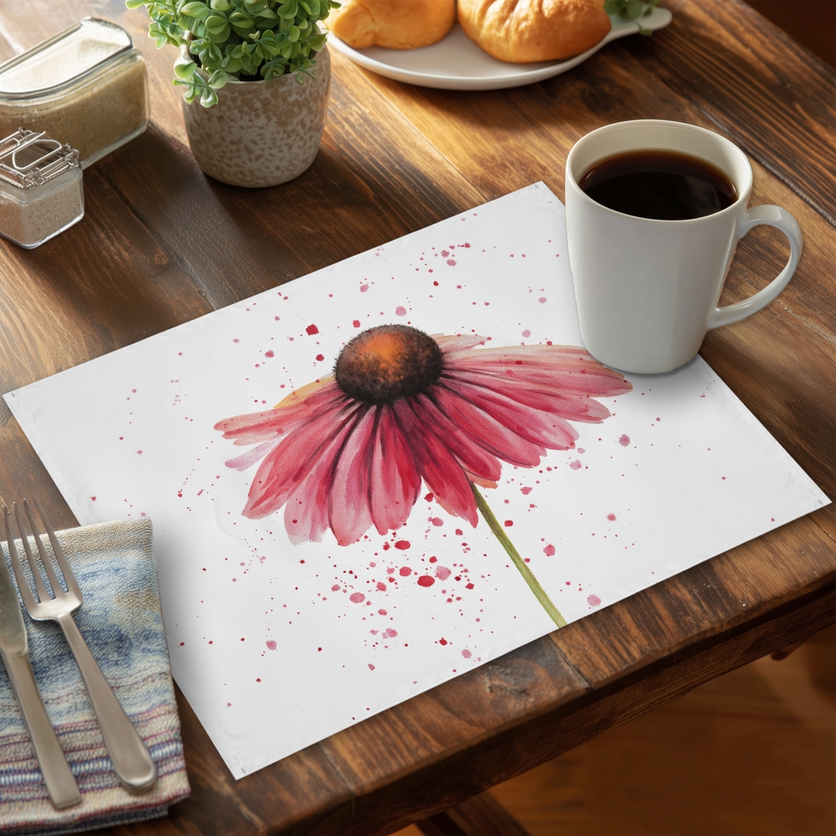 Picture of Begin Home Decor C4PP1418ZQTKFZ 14 x 18 in. Pink Daisy Polyester Placemat - Home Decor Accent Piece - Set of 4