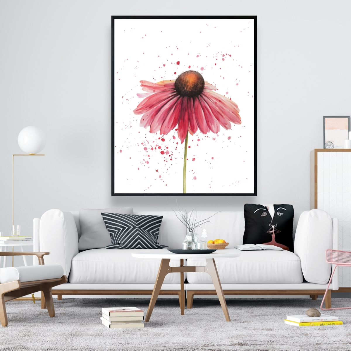 C1FC4860V9HLW2 48 x 60 in. Pink Daisy - Romantic Framed Canvas for Home Decor