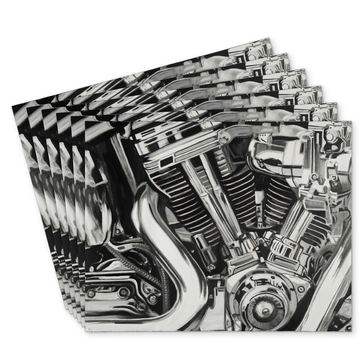 Picture of Begin Home Decor C6PP1418T1G4Z5 14 x 18 in. Mechanism of a Motorcycle Polyester Placemat - Home Decor - Set of 6