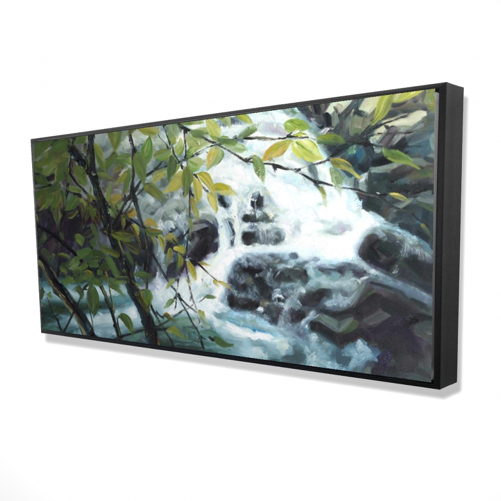 2081-2448-LA190 24 x 48 in. Peaceful Fall - Seasons Gray Framed Canvas for Home Decor