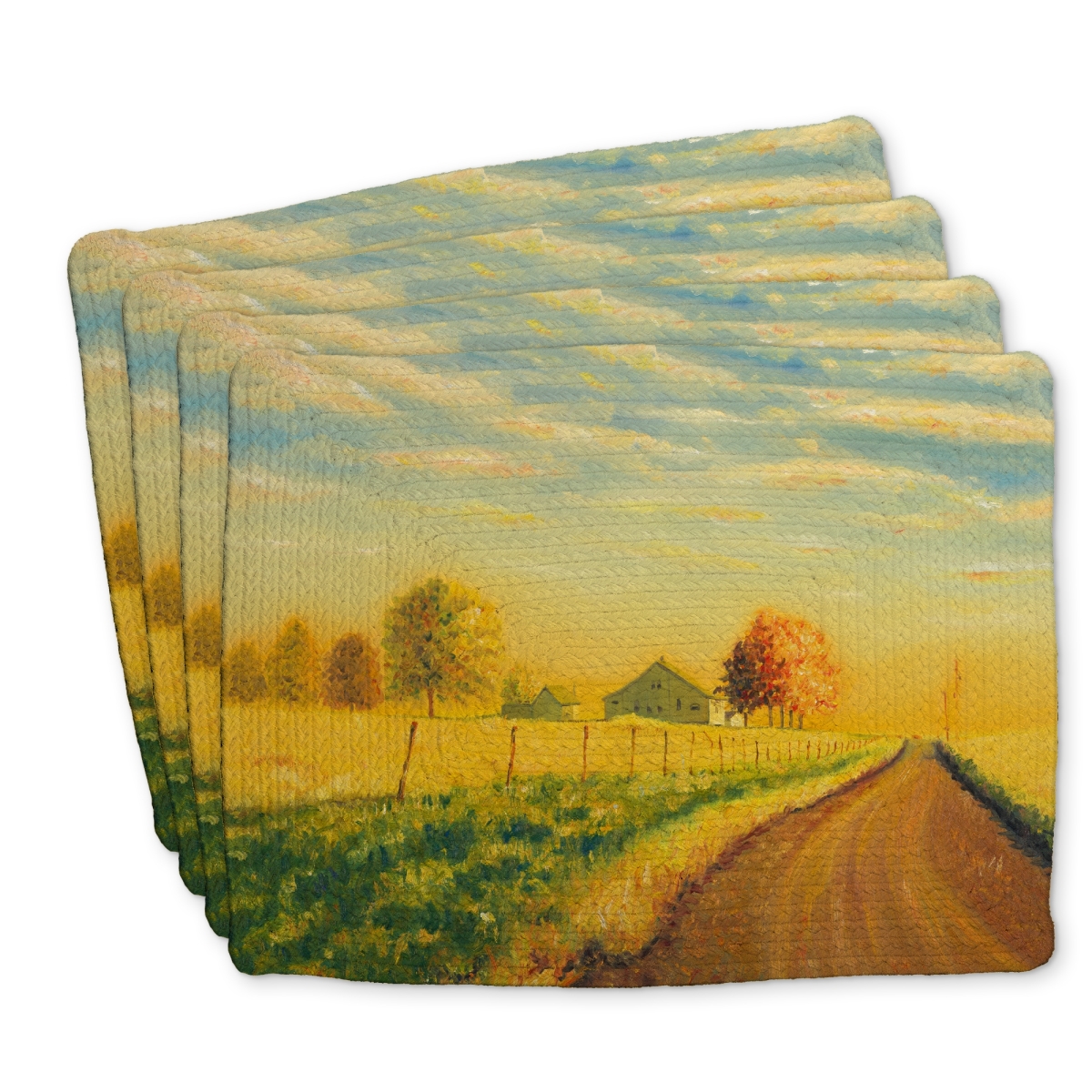 Picture of Begin Home Decor C4BP1418ZOVIJV 14 x 18 in. In the Countryside Braided Polyester Placemat for Home Decor - Set of 4