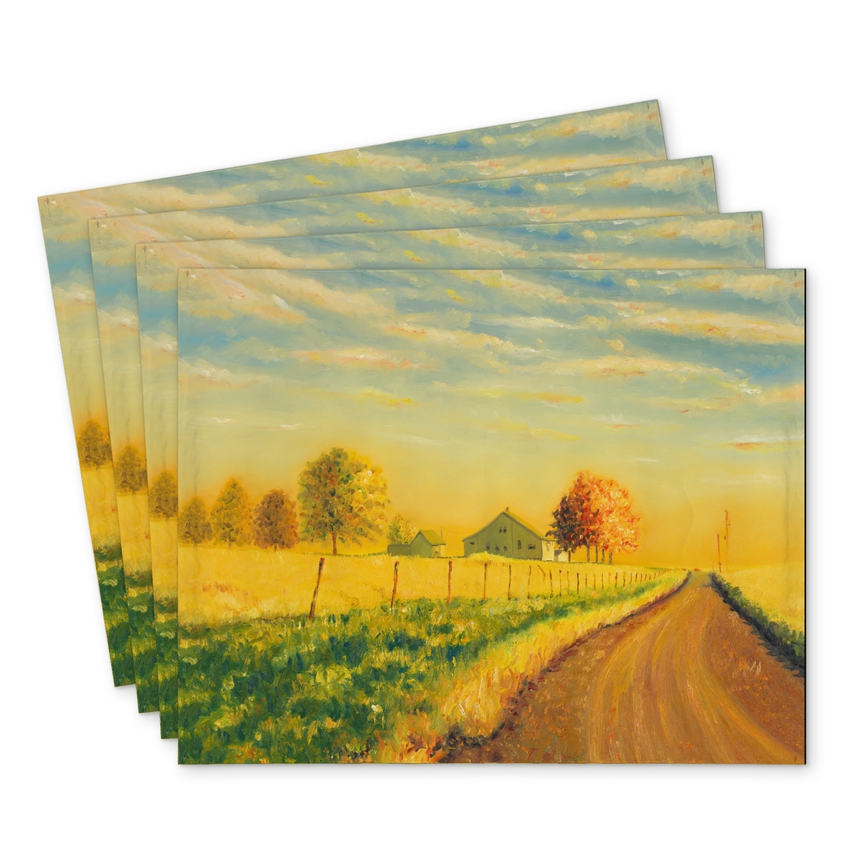 Picture of Begin Home Decor C4PP1418I4QVLM 14 x 18 in. In the Countryside Polyester Placemat for Home Decor - Stylish - Set of 4