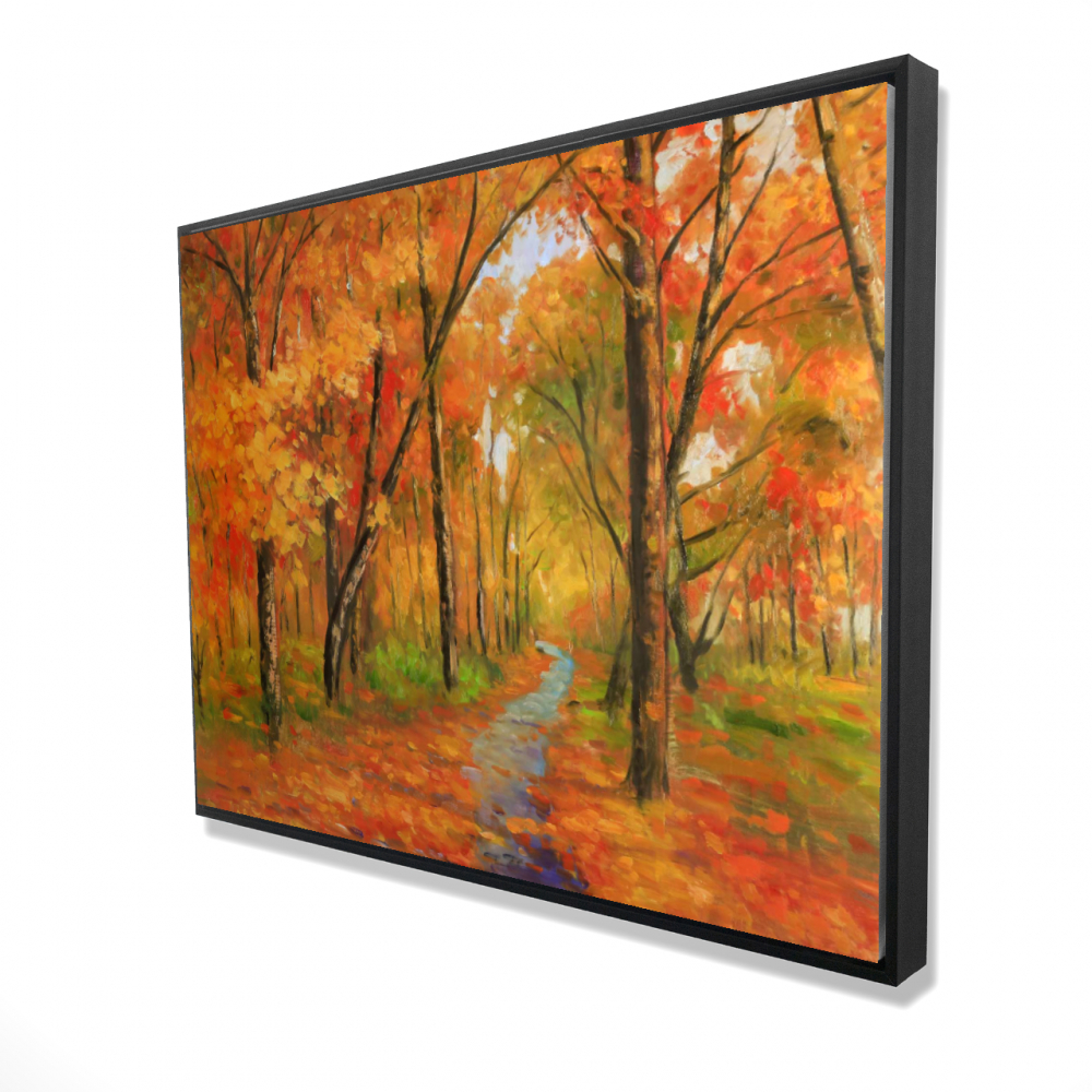 2081-3648-LA107 36 x 48 in. Autumn Trail in the Forest - Framed Canvas for Living Room Decor