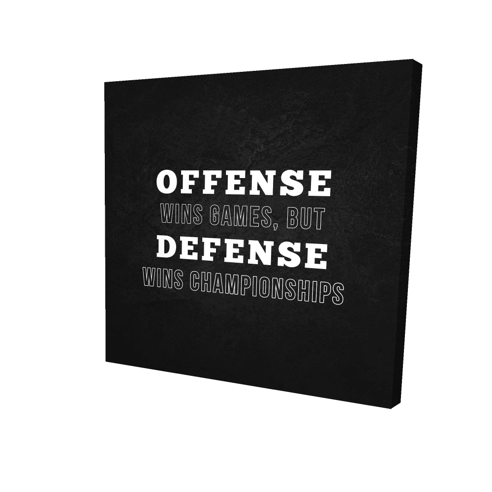 2080-3636-QU46 36 x 36 in. Offense Wins Games - Man Cave Black & White Canvas Decor