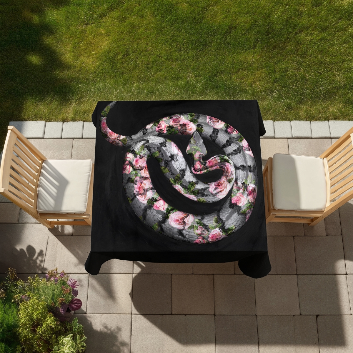 Picture of Begin Home Decor C1TC5858H3P17F 58 x 58 in. Modern Leaves Tablecloth - Poisonous Flowers Home Decor