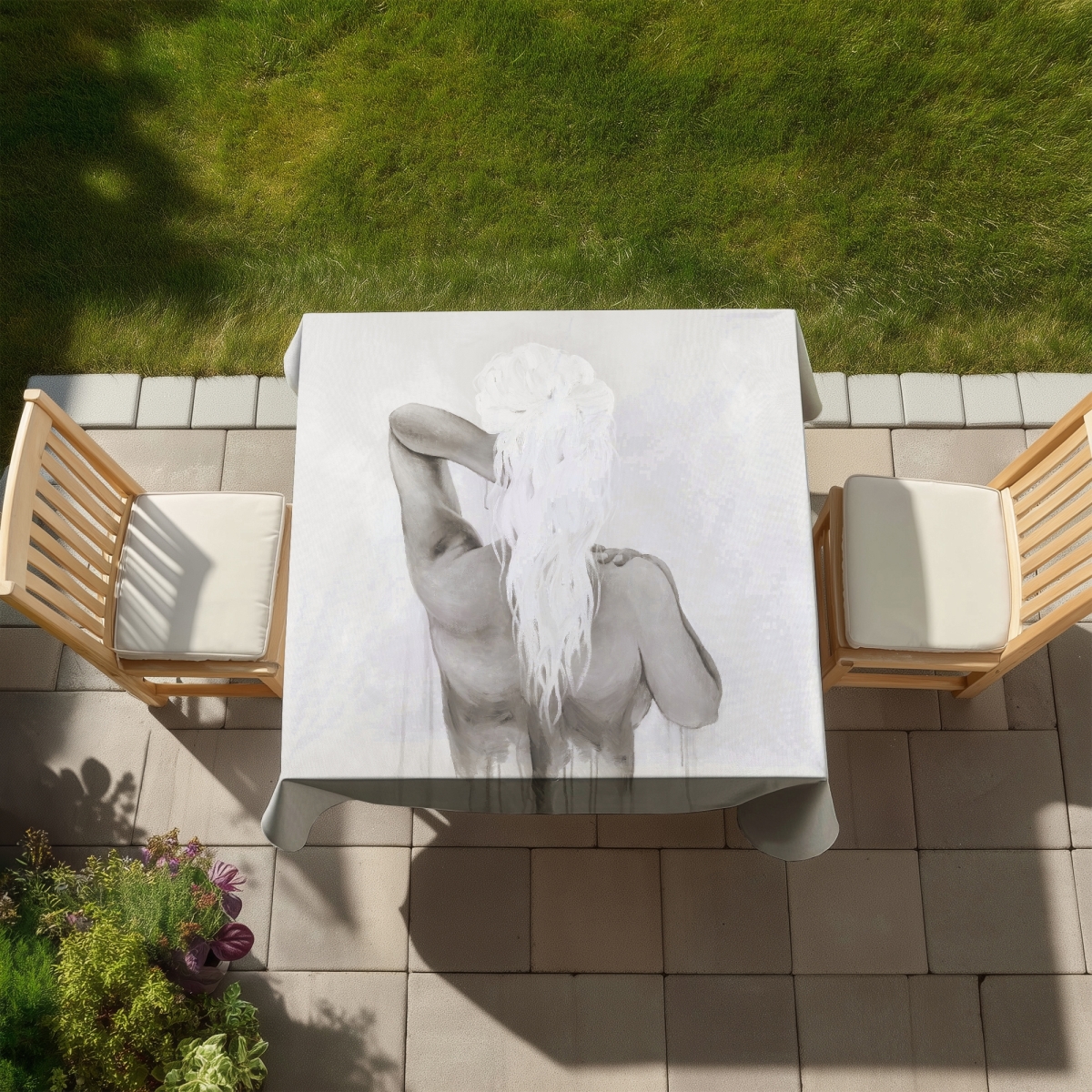 Picture of Begin Home Decor C1TC5858M3S3LS 58 x 58 in. Beautiful Dreamy Woman Tablecloth - Sepia Modern Decor