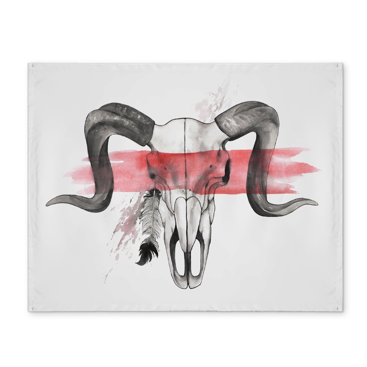 Picture of Begin Home Decor CPPM1418RX0GV2 14 x 18 in. Aries Skull Feather Placemat - Farm Animals Gray Polyester Decor