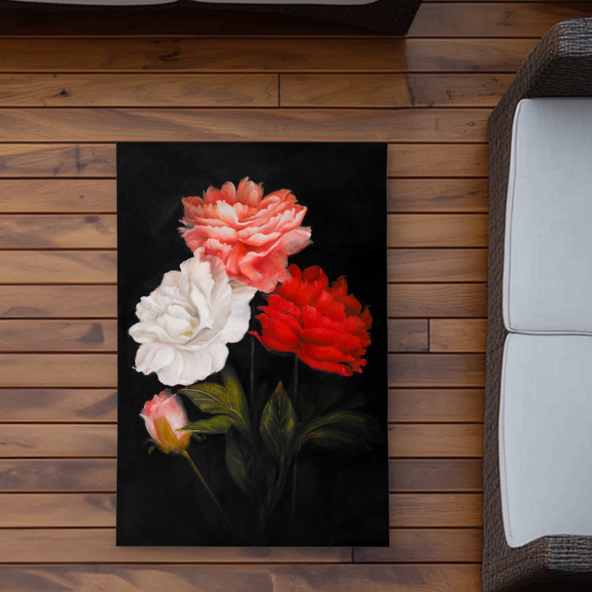 C1ROAR2332IA3F 2 x 3 ft. Small Bundle of Roses Rug - Bedroom Flowers Outdoor Decor - Rectangle