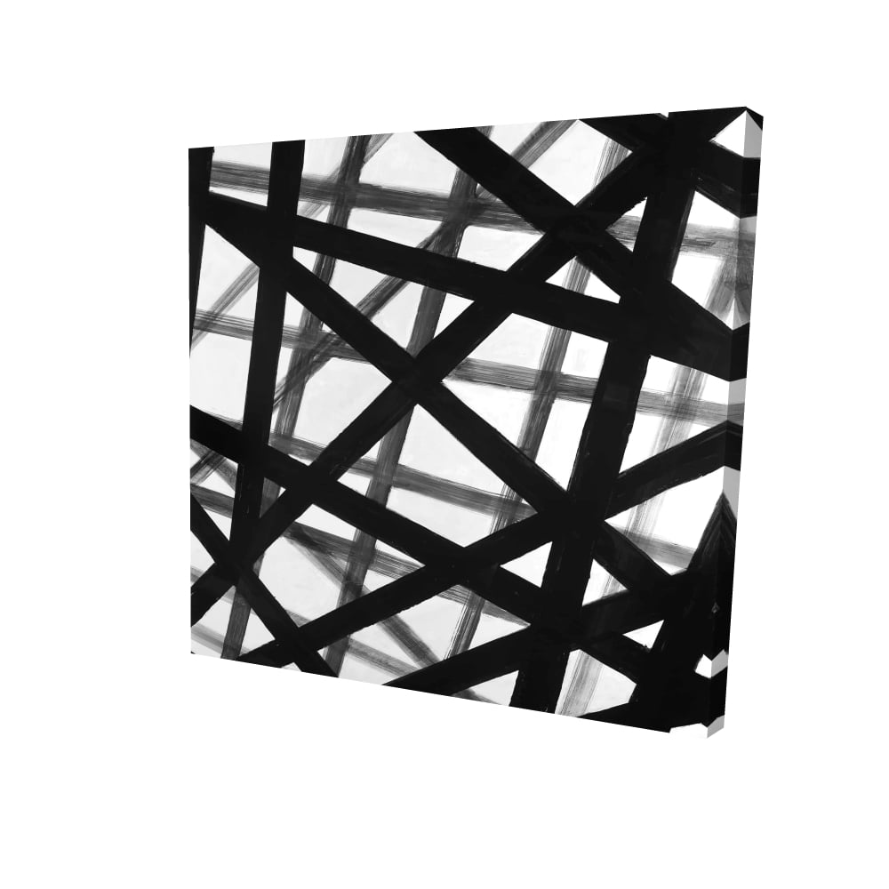 2080-2424-AB31 24 x 24 in. Abstract Bold Lines Canvas - White Pattern Home Decor Art
