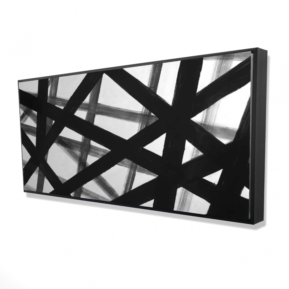 2081-2448-AB31 24 x 48 in. Abstract Bold Lines - White Contemporary Framed Canvas Decor