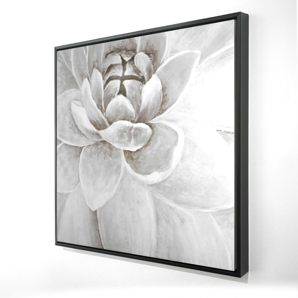 2081-3636-FL88-1 36 x 36 in. Delicate White Chrysanthemum - Botanical Modern Framed Canvas