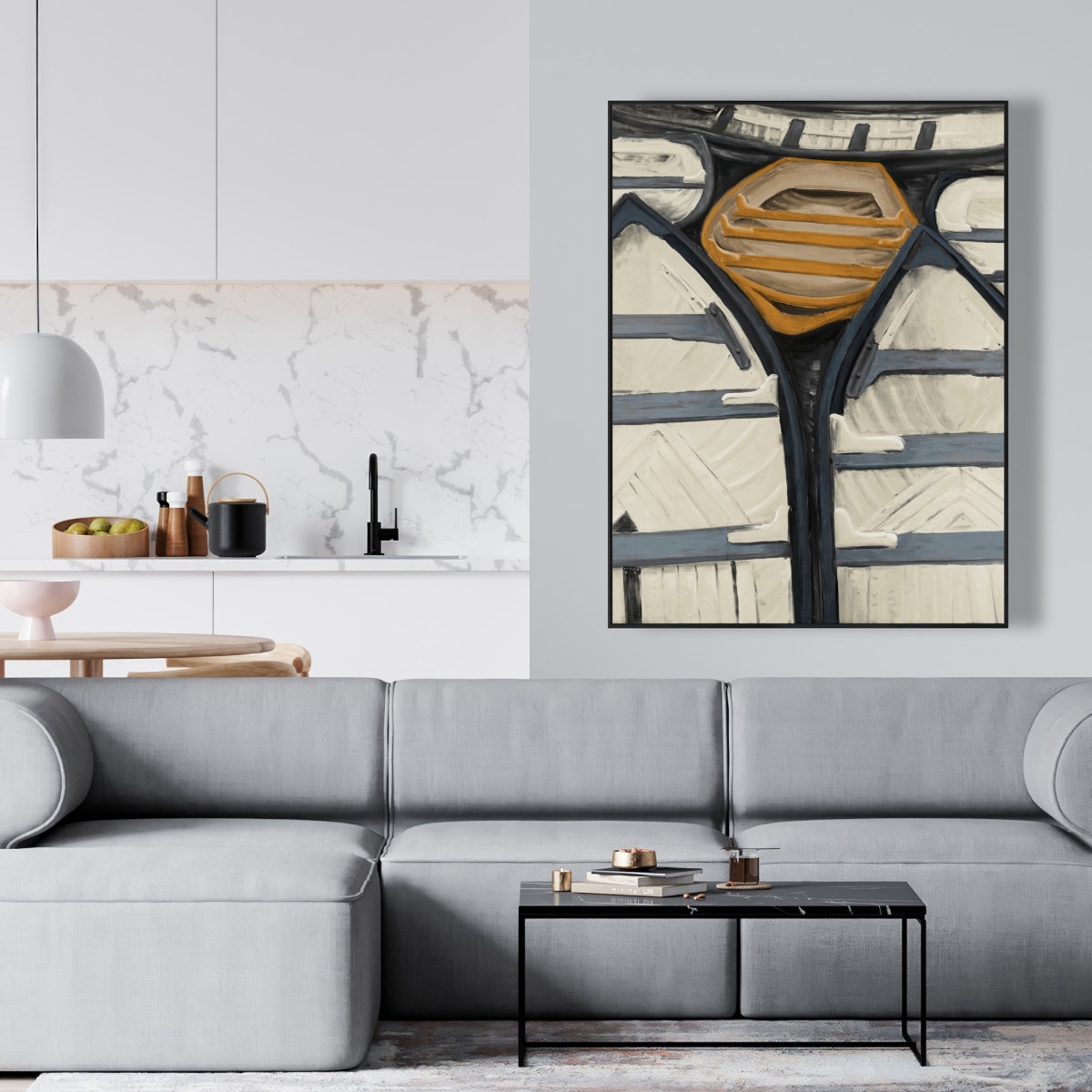 C1FC3648FTP8BF 36 x 48 in. Canoes - Coastal Bathroom Framed Canvas Home Decor Print
