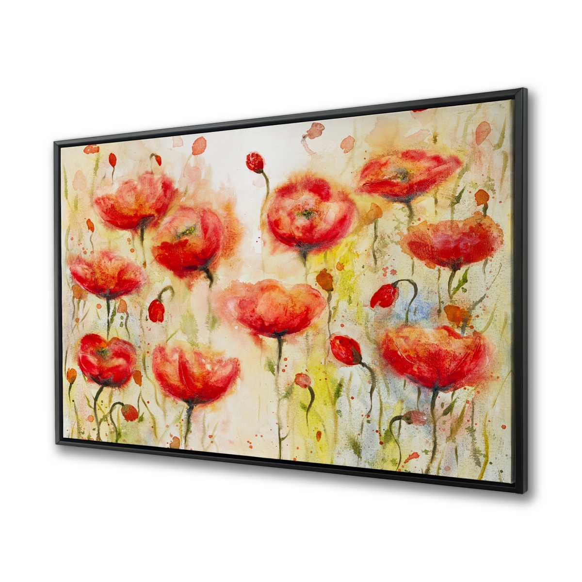 C1FC3648EOETFV 36 x 48 in. Red Flowers Garden - Romantic Framed Canvas Home Decor