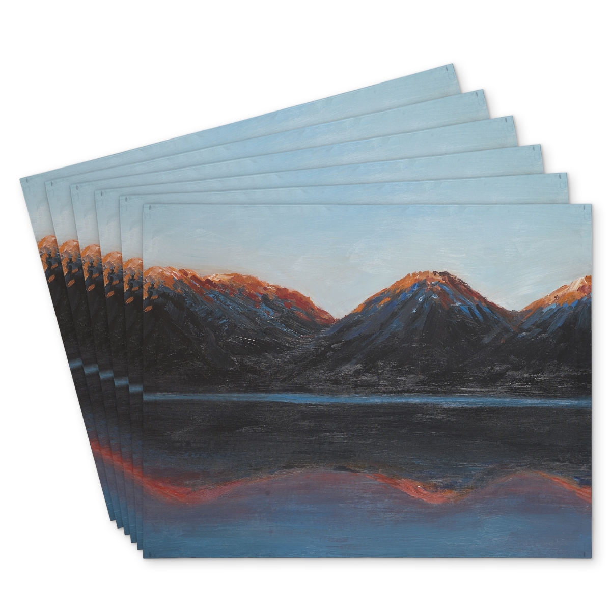 Picture of Begin Home Decor C6PP1418PM0CF7 14 x 18 in. Mountains & Calm Lake Polyester Placemat - Home Decor - Set of 6