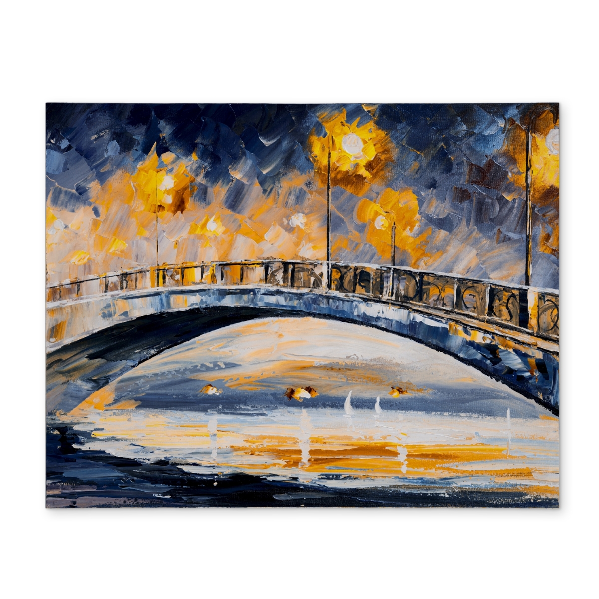 CPPM14184F6T3E 14 x 18 in. Bridge in the Moonlight Blue Placemats - Polyester Home Decor