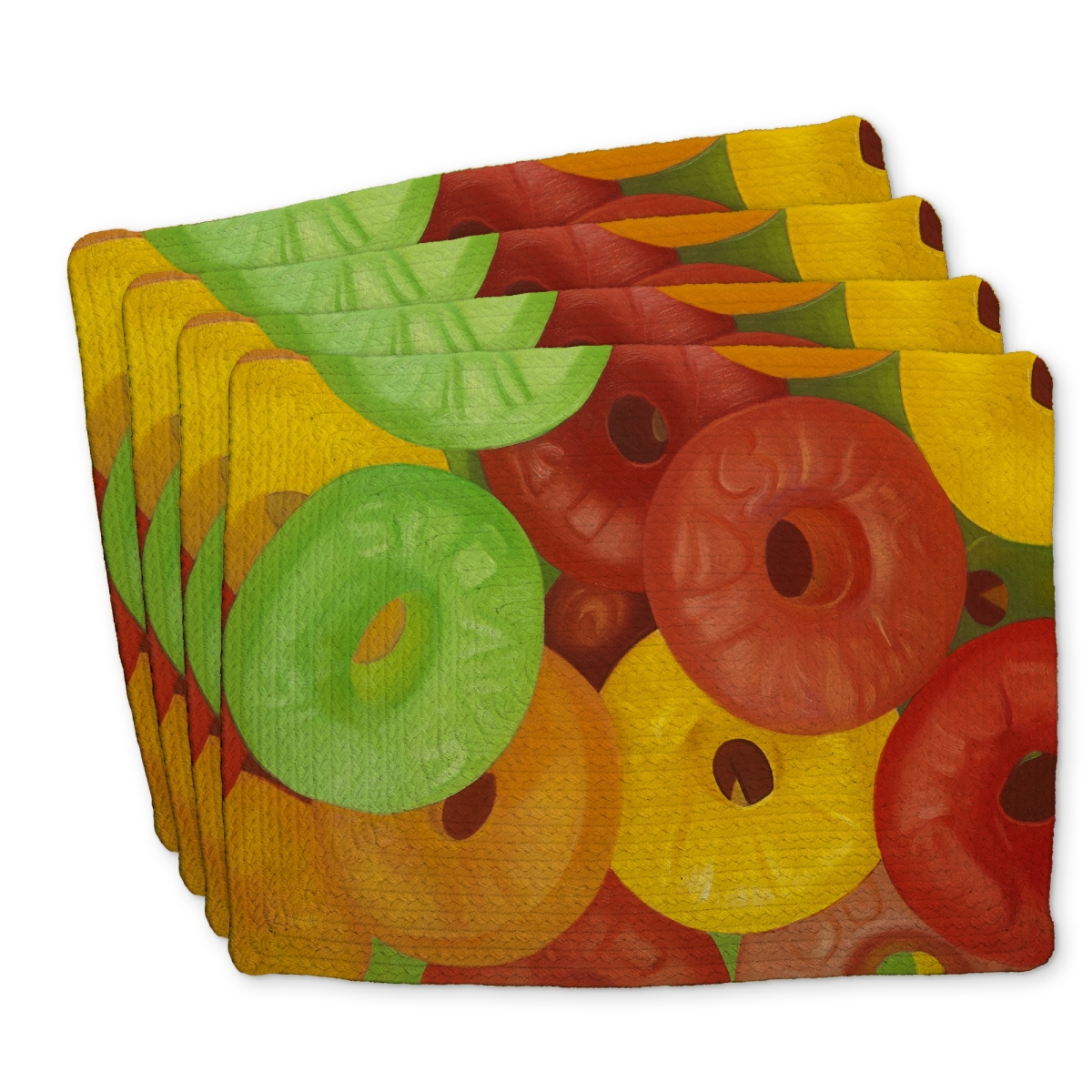 Picture of Begin Home Decor C4BP1418E4L5SI 14 x 18 in. Colorful Jujubes - Braided Polyester Placemats for Home Decor - Set of 4